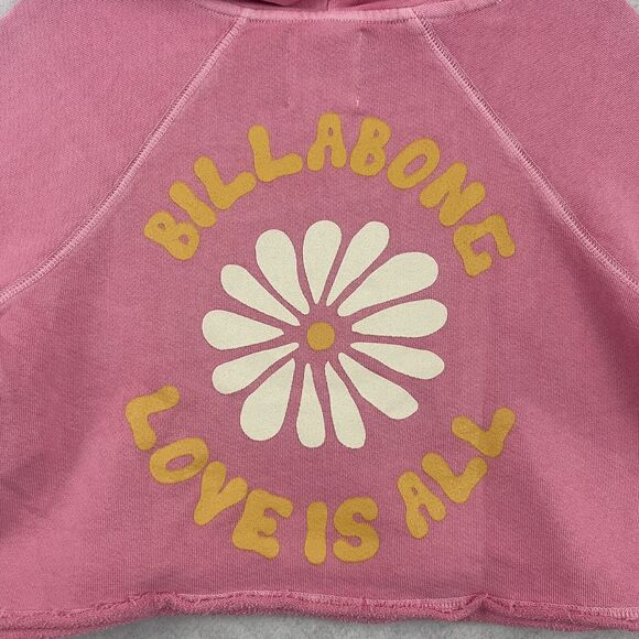 Billabong Girls Pink Cropped Hoodie XS 6 “Love Is All” NWT - Picture 9 of 10